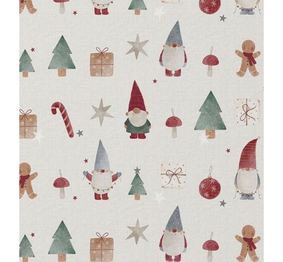 Cotton fabric "Gnome Christmas world"