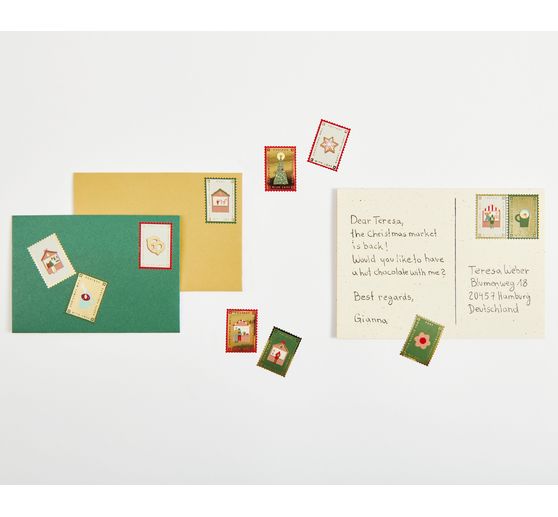 Rouleau d'autocollants « Timbres postaux de Noël »