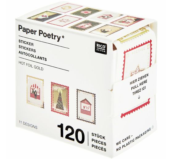 Rouleau d'autocollants « Timbres postaux de Noël »