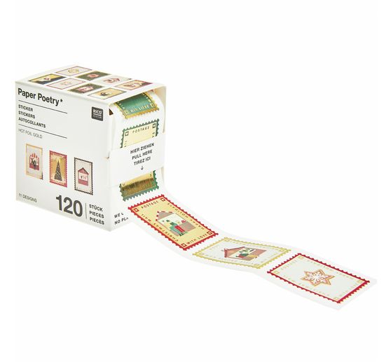 Rouleau d'autocollants « Timbres postaux de Noël »