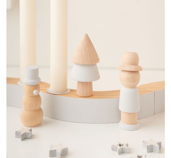 Couronne en bois / bougeoirs VBS, 4 pc.