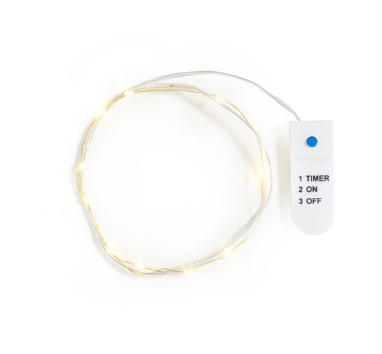 VBS Micro LED chain of lights, with timer, silver-coloured wire, 30 LEDs