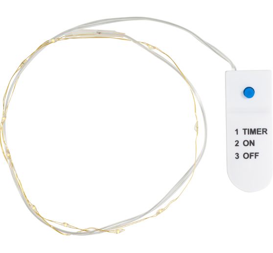 VBS Micro LED chain of lights, with timer, silver-coloured wire, 30 LEDs