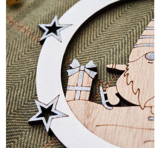 Décorations à suspendre en bois VBS « Lutin et renne », set de 2