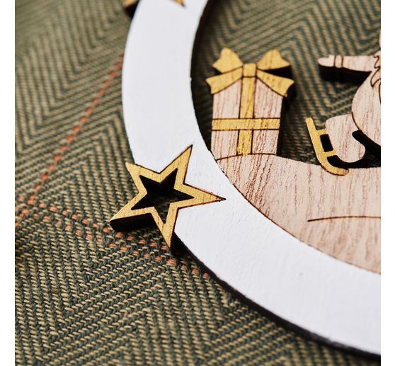 Décorations à suspendre en bois VBS « Lutin et renne », set de 2