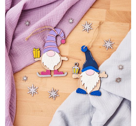 Décorations à suspendre en bois VBS « Lutin », set de 2