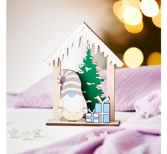 Décoration à emboîter en bois VBS « Maison de lutin »