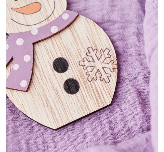 Décorations à suspendre en bois VBS « Lutin et bonhomme de neige », set de 2