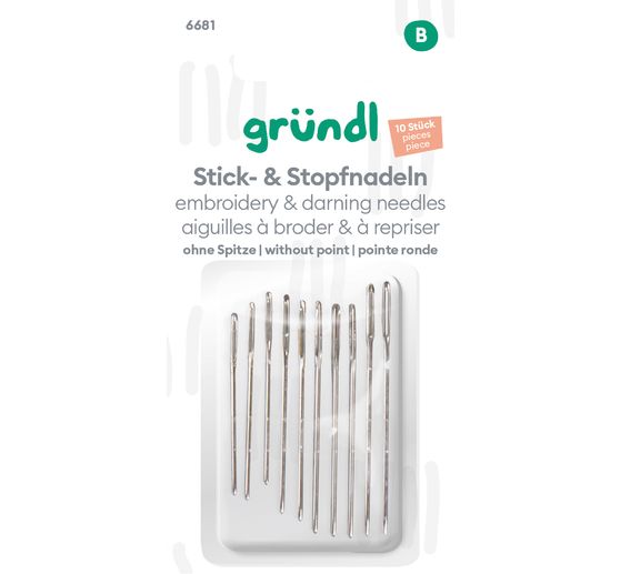 Aiguilles à broder et à repriser bout rond Gründl