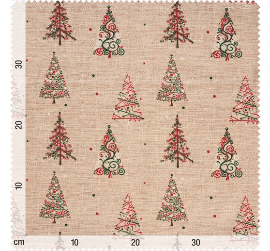 Tissu coton au mètre « Arbres de Noël », enduction acrylique