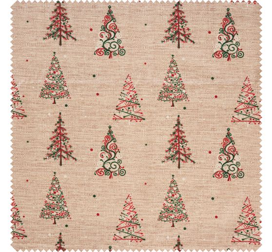 Tissu coton au mètre « Arbres de Noël », enduction acrylique