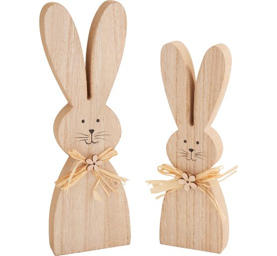 Lapins en bois VBS &laquo; Bonni et Fleurette &raquo;, set de 2