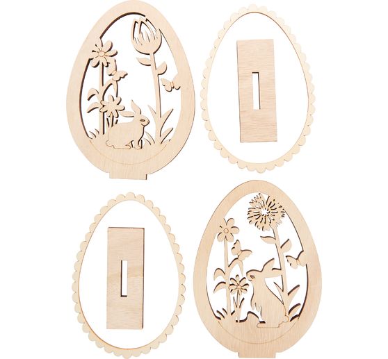 &OElig;uf d&eacute;co en bois &agrave; poser VBS &laquo; Lapins de P&acirc;ques &raquo;, set de 2