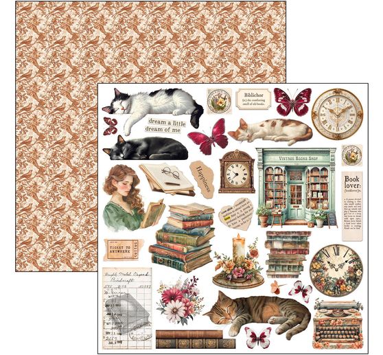 Scrapbook paper "Book Lovers"