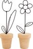 Fleur en fil de fer dans un pot, 2 pi&egrave;ces