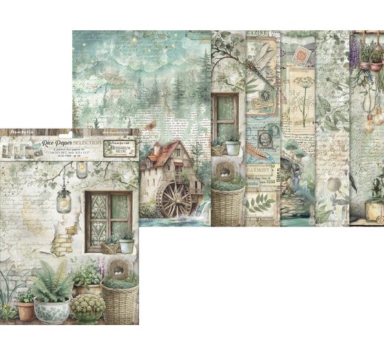 Assortiment de soies de paille à motifs « Herbarium Silvae », set de 6 pièces