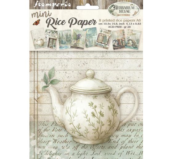 Assortiment de soies de paille à motifs « Herbarium Silvae », set de 8 pièces