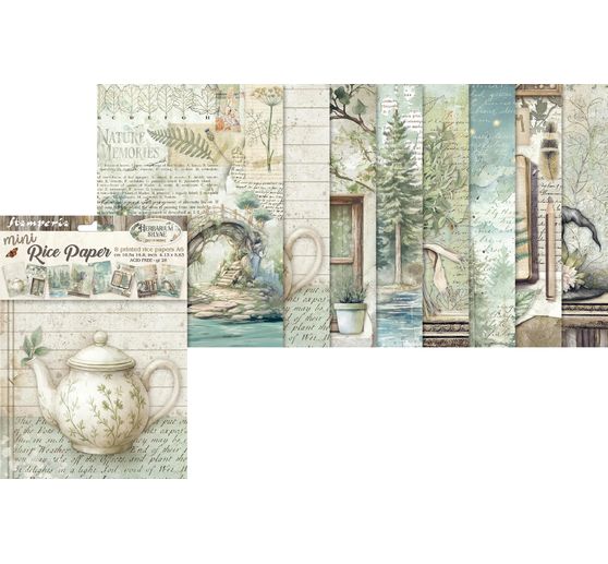 Assortiment de soies de paille à motifs « Herbarium Silvae », set de 8 pièces