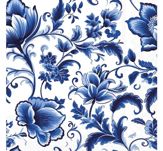Serviettes &laquo; Delft blue Florals &raquo;