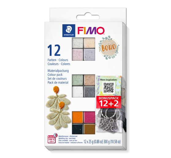 FIMO soft material pack "Boho Effect", 12 colours