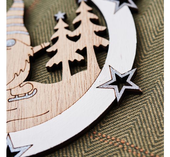 Décorations à suspendre en bois VBS « Lutin », set de 2