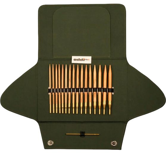 Etui addiClick avec aiguilles circulaires en bois d&rsquo;olivier 