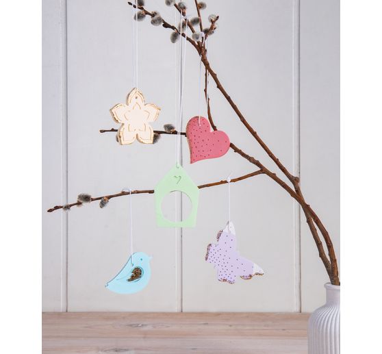 Silicone casting mould set decoration pendant "Spring, 4 motifs"