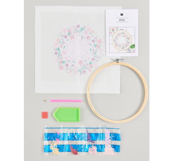 Diamond Painting Set "Sparkling wreath of flowers"