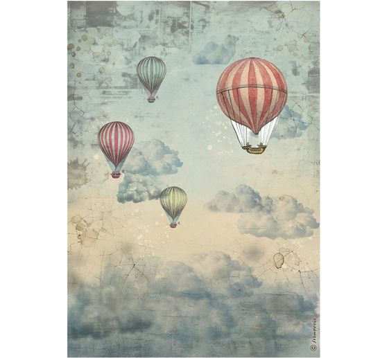 Soie de paille &agrave; motifs &laquo; Voyages Fantastiques - Air Balloons &raquo;