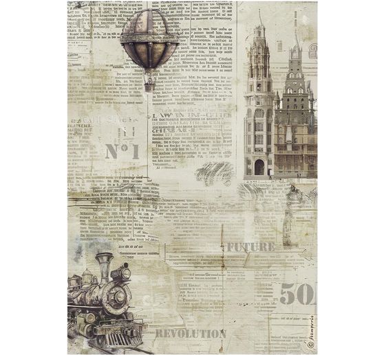 Soie de paille &agrave; motifs &laquo; Voyages Fantastiques - Sepia Background &raquo;