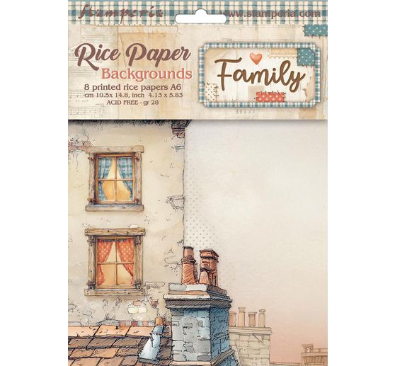 Motif straw silk backgrounds "Family", set of 8