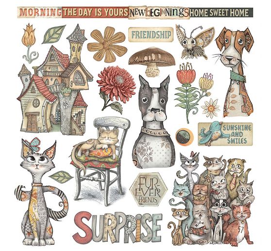 Rub On assortment "Furry Friends"