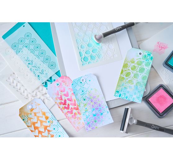 Sizzix Stencil set &laquo; Backgrounds &raquo;, 4 pi&egrave;ces