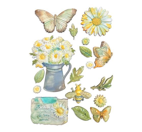 Moule en silicone A5 &laquo; Daisy Art &raquo;, Daisy and Butterfly