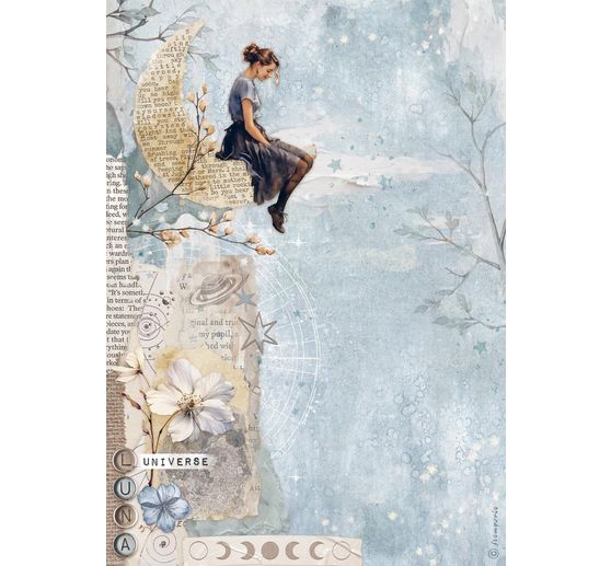 Soie de paille &agrave; motifs &laquo; Secret Diary - Moon &raquo;