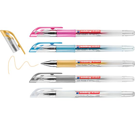 Rollers &agrave; encre gel m&eacute;tallis&eacute;e edding 2185, set de 5