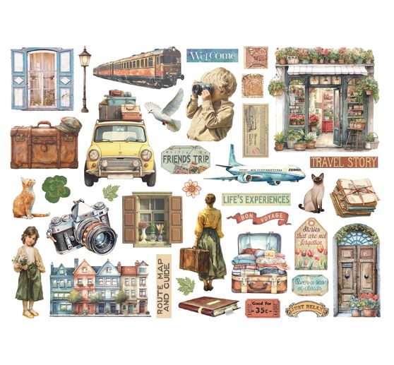 Motifs estamp&eacute;s &laquo; Art of Travelling &raquo;