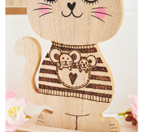 Figurine en bois VBS &laquo; Chat &raquo;