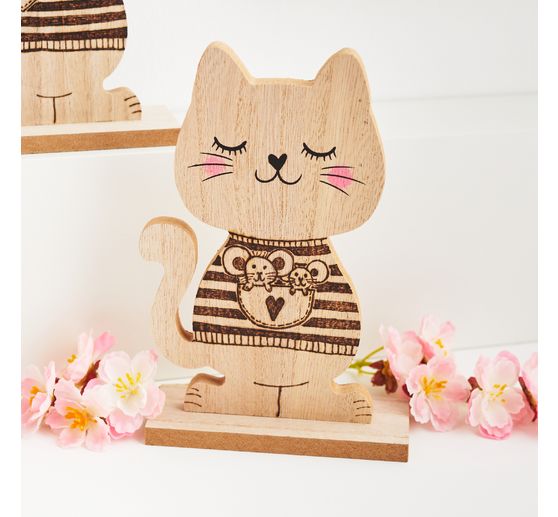 Figurine en bois VBS &laquo; Chat &raquo;