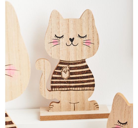 Figurine en bois VBS &laquo; Chat &raquo;