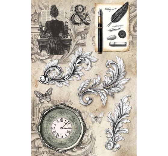 Motif straw silk assortment "Typographic", set of 4