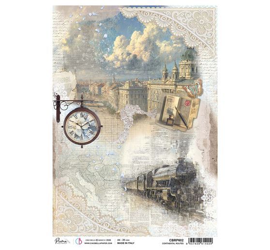 Motif straw silk "Eastern Journey - Continental Routes"