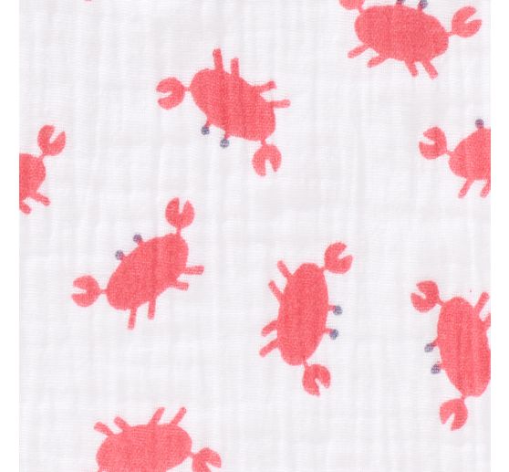 Tissu mousseline en coton au m&egrave;tre &laquo; Crabes &raquo;