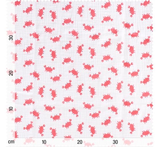 Tissu mousseline en coton au m&egrave;tre &laquo; Crabes &raquo;