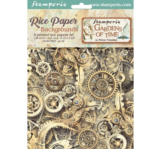 Motif straw silk backgrounds "Gardens of Time", set of 8