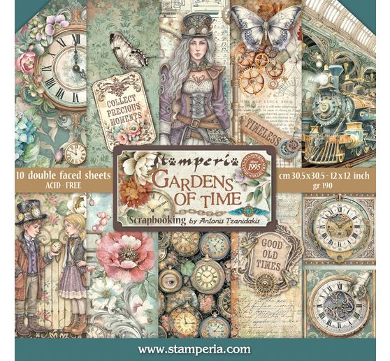 Bloc de papier scrapbooking &laquo; Gardens of Time &raquo;