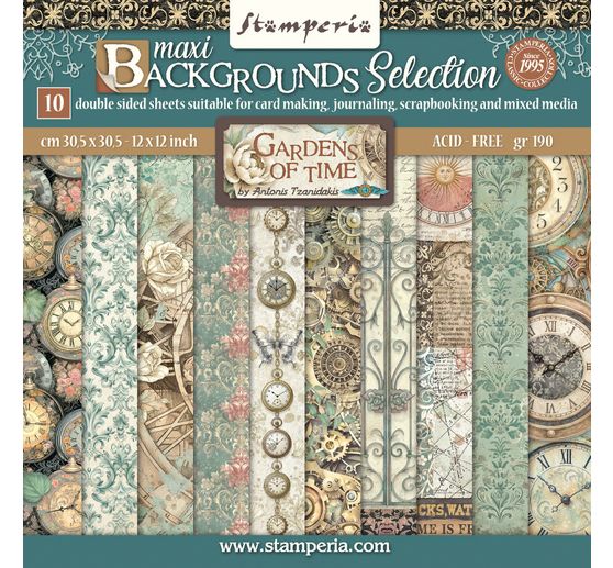 Bloc de papier scrapbooking &laquo; Gardens of Time Backgrounds &raquo;