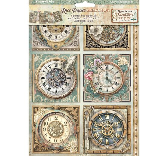 Motif straw silk assortment "Gardens of Time", DIN A4, set of 6