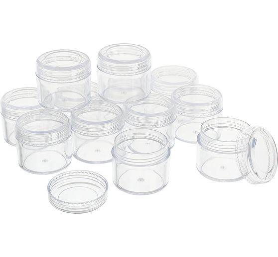 Bo&icirc;tes en plastique avec couvercle &agrave; vis VBS, 20 ml, 12 pc.