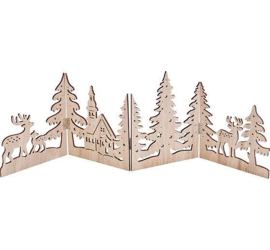Silhouette en bois VBS &laquo; &Eacute;glise & cerf &raquo;